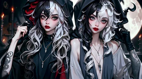 ((best quality)), ((masterpiece)), (detailed), 1girl, solo, beautiful, gothic, witch, gloomy, Asian woman, mature, black clothin...