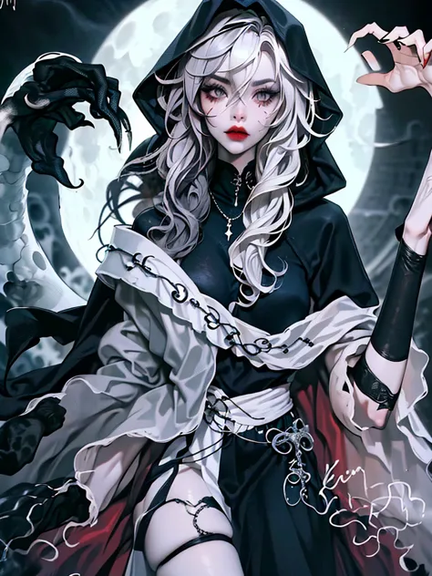 ((best quality)), ((masterpiece)), (detailed), 1girl, solo, beautiful, gothic, witch, gloomy, asian woman, mature, black clothin...