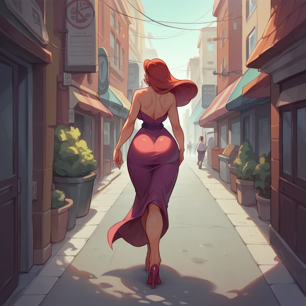 Jessica Rabbit is walking to the office, she has big and a big ass - SeaArt  AI