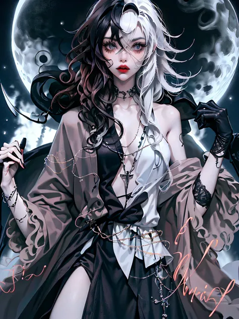 ((best quality)), ((masterpiece)), (detailed), 1girl, solo, beautiful, gothic, witch, gloomy, asian woman, mature, black clothin...