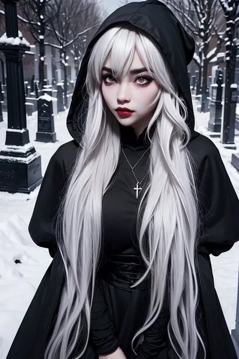 ((best quality)), ((masterpiece)), (detailed), 1girl, solo, beautiful, gothic, witch, gloomy, asian woman, mature, black clothin...