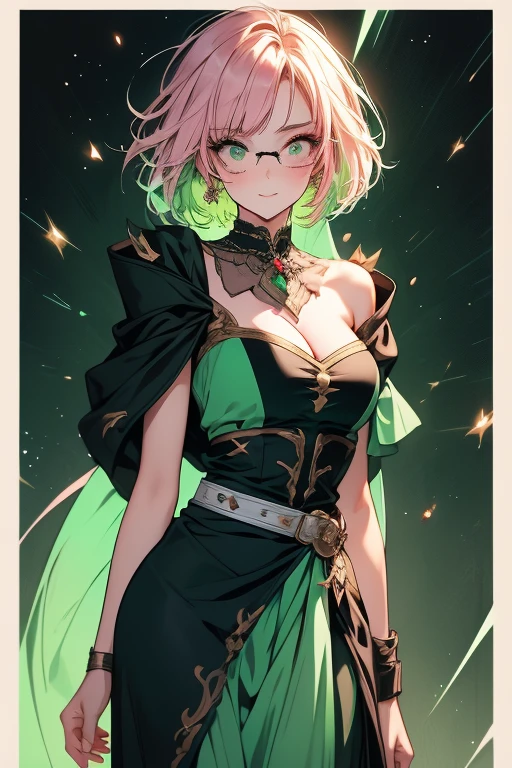 score_9, score_8, score_7_up, 

1girl,(((green:1.5)), short hair, messy hair, (ahoge), breads), ((green streak in hair)),  (multi_colored eyes,green and brown eyes, snake eyes,mascara, black eyeliners), ((glasses)), (white skin, pale skin), ((blushing, gentle smile)), (slender, large breasts, wide hips), (renaissance era green dress),

,full body, smile,blush, ,natura light,light rays,(from front),(110 degrees),
 


,90s anime retro style,highly detailed lineart,vivid colors,vulomatric lightning,(masterpiece), best quality, expressive eyes, perfect anstomy,perfect body


,galaxy Background, scenery,, very aesthetic,, extremely detailed, intricate details, PEAnimeBG

 (walking) 