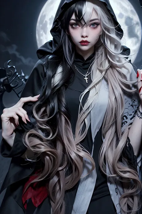 ((best quality)), ((masterpiece)), (detailed), 1girl, solo, beautiful, gothic, witch, gloomy, Asian woman, mature woman, black c...
