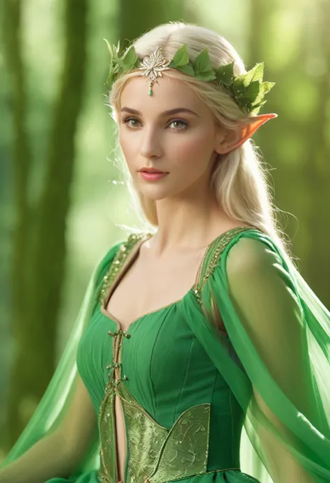 elf princess, fairy tale, fantasy, cinematic, green background, 