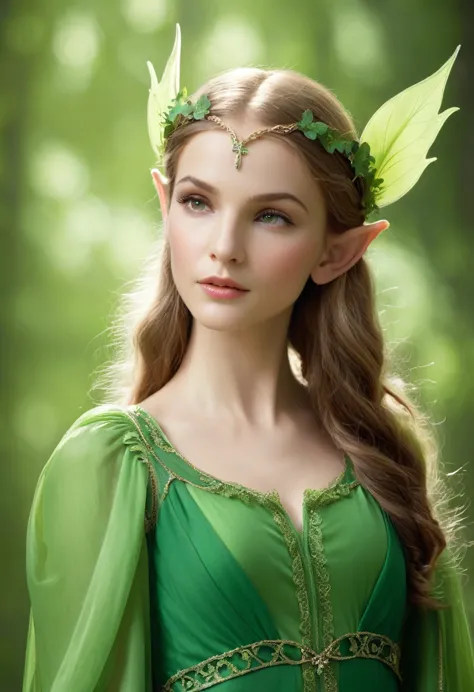 elf princess, fairy tale, fantasy, cinematic, green background, 