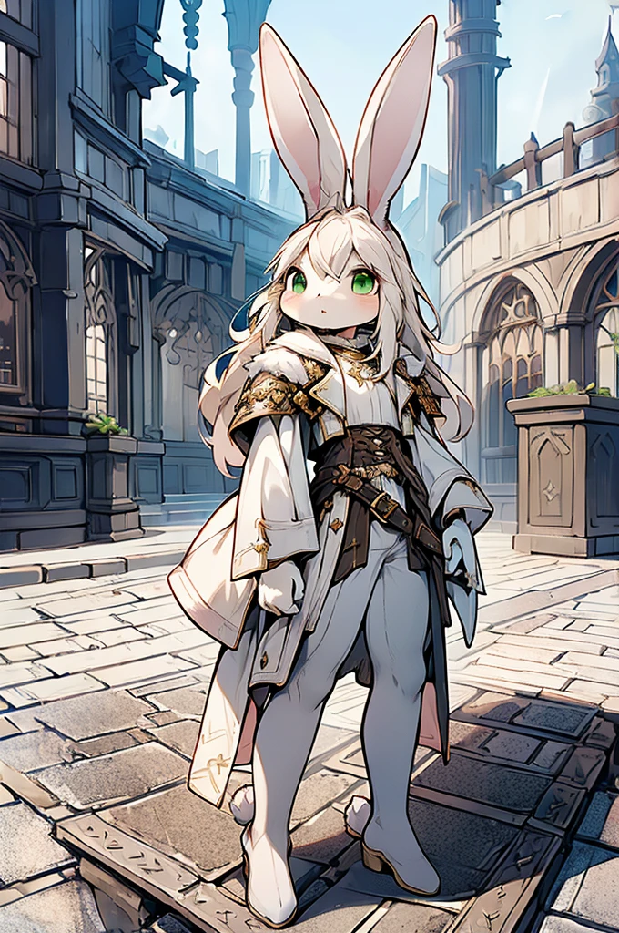 (((male, solo, bunny boy, White fur, elegante fantasy clothes))), elegante clothes, fantay clothes,green eyes, seafoam green clothes, ranger, pixiv, masterpiece, cute, (((fullbody))), male
