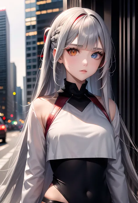 1girl, (((long hair))), red left eye, grey right eye, straight silver hair, strictly straight bangs, hime hairstyle, blunt bangs...
