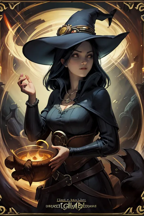 trading card of [witch brewing potion], [arte digital], [estilo cartunesco], [morgana cartoonart], [artistation], [cartoonish re...