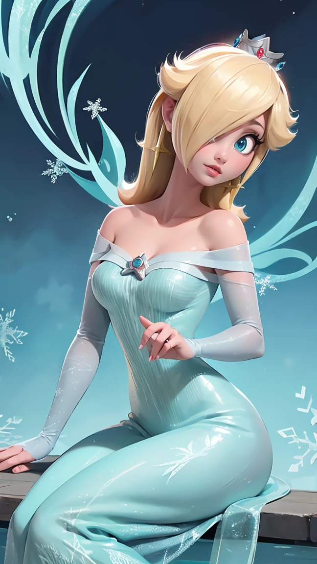 (best quality). (ultra detaild). (1girl), Looking at Viewer. (detailed backgrounds). beautiful detailed eyes. delicate beautiful face. (high saturation), breasts big, droopy breasts, (((sexy Elsa outfit))),