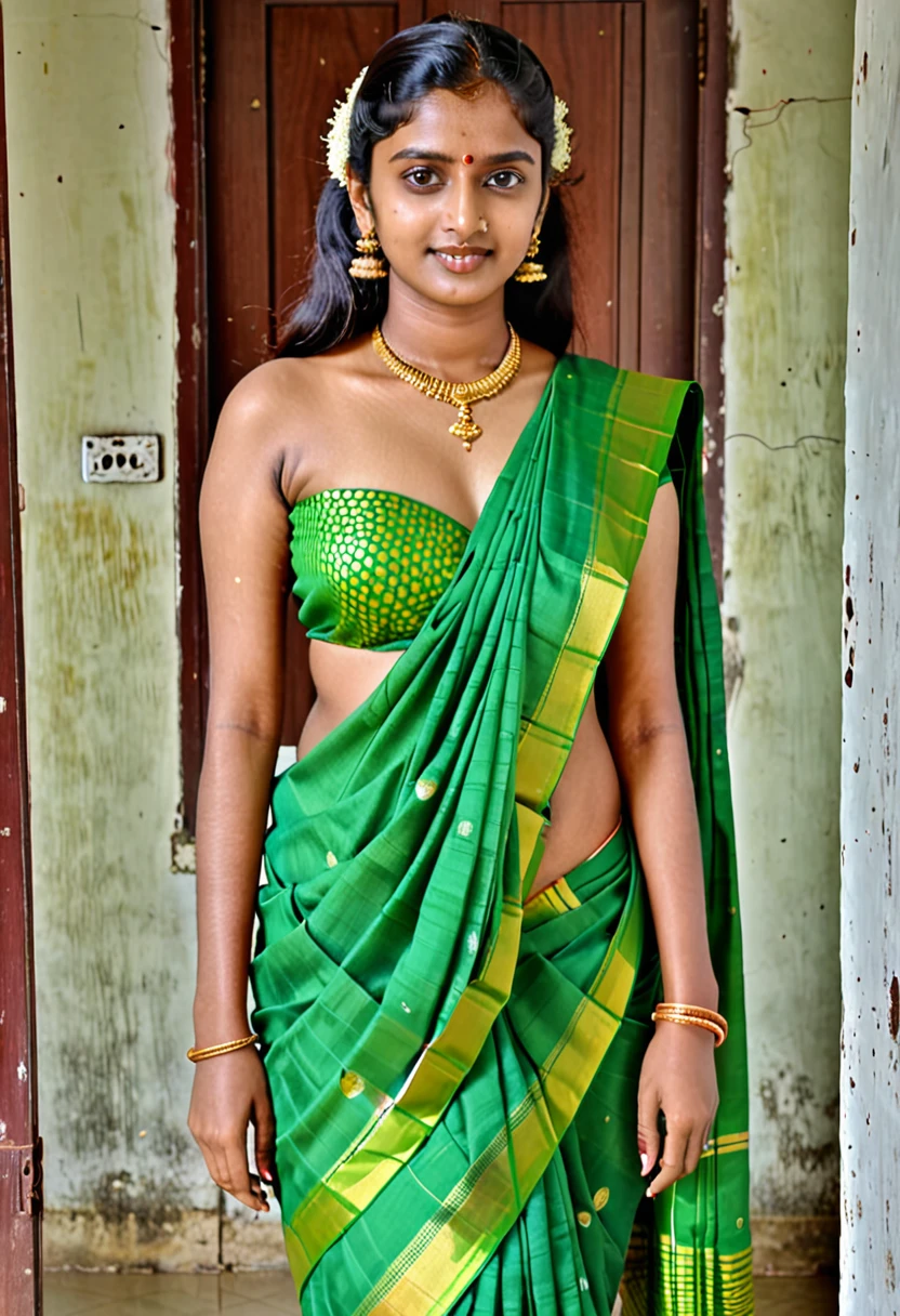 A traditional tamilnadu girl wearing saree and showing her and his nipples  - SeaArt AI