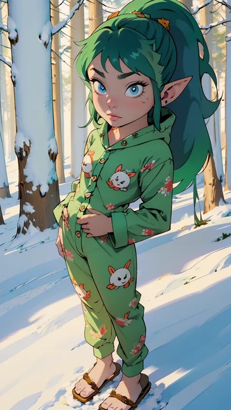 cute lum,(((little ,tiny little body,little))),(((6 years old))),((anime elf with extremely cute and beautiful green hair)), (((...