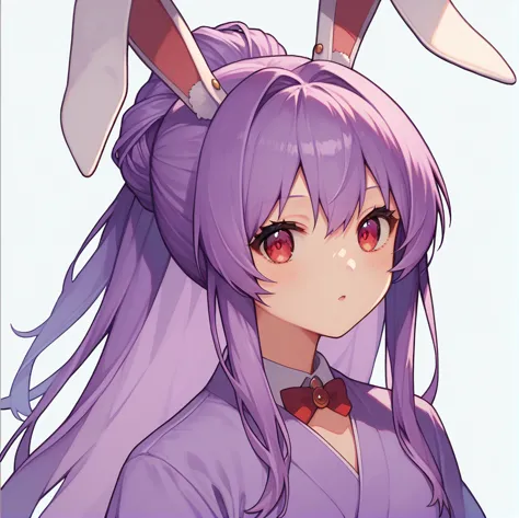 score_9, score_8_up, score_8, score_9, 1 girl,  source_anime,  reisen udongein inaba, purple hair, red eyes, rabbit ears, rabbit...