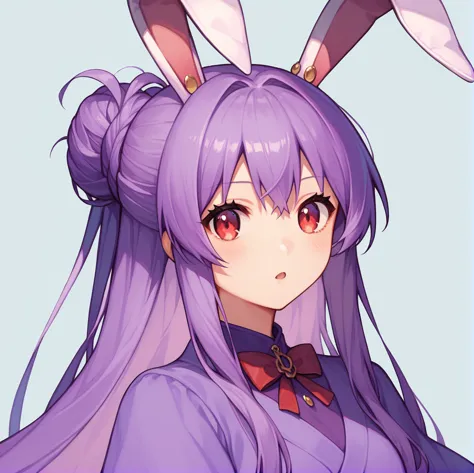 score_9, score_8_up, score_8, score_9, 1 girl,  source_anime,  reisen udongein inaba, purple hair, red eyes, rabbit ears, rabbit...