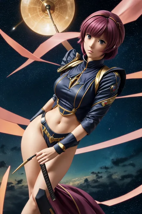 Highest quality, masterpiece, High resolution, alone, （Haman Khan），（機動戦士ZGundam），（Zeon_uniform），（Black‗Mantle），（pink_Hair Color）...