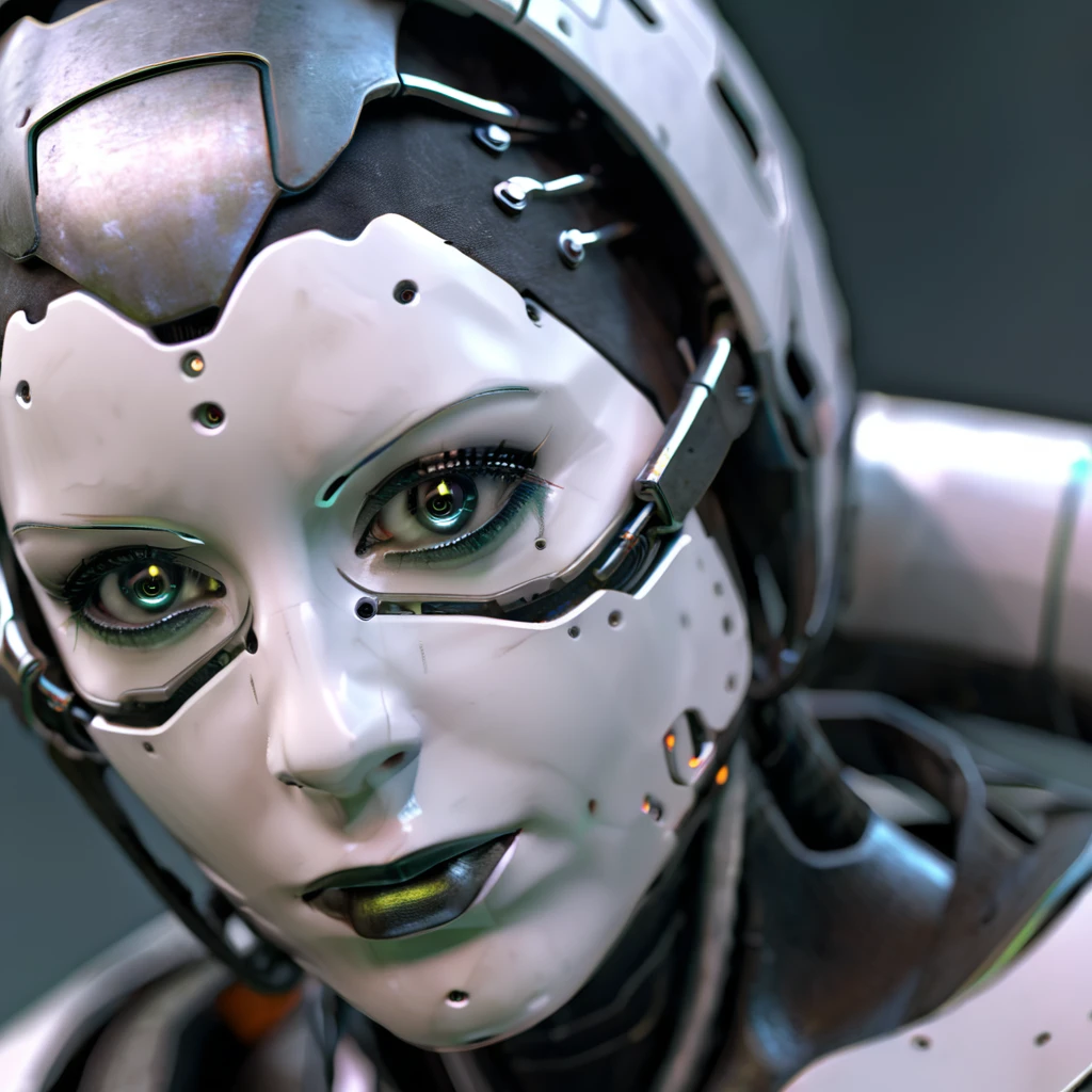 a close up of a robot head with a metal wire structure, digital art by Kurt Roesch, zbrush central contest winner, digital art, cybernetic machine female face, cyborg woman, detailed portrait of a cyborg, portrait of a female android, perfect cyborg female, an image of a beautiful cyborg, cyborg - girl, portrait of female humanoid