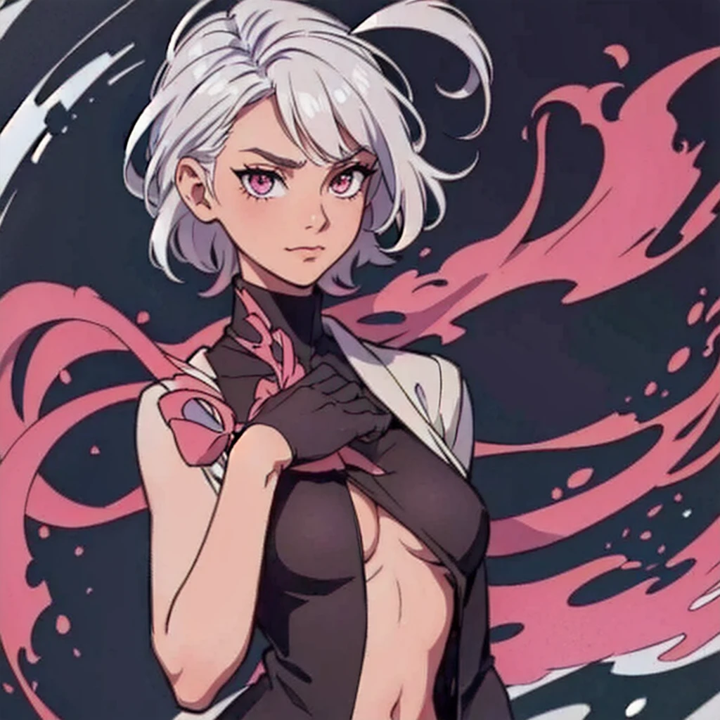 short white hair, highres, high resolution, masterpiece, wide dark pink eyes, looking right, looking towards the right, looking rightward, talking, grinning, confident, masterpiece, best quality, highres, 1 man, Gojo Satoru jujutsu kaisen, wavy hair, white hair, medium short hair, teenager, colorful hair, light background, full body, teenager, colorful parts, symbols, dark , bold, realistic mixing dark lines and loose lines, bold lines, on paper, human man, full body, imposing pose, stylish outfit, dark theme, beautiful, pretty, modest, standing, male, sharp chin, high cheekbones, white background, highres, high resolution, masterpiece, hands out, asking a question , hands being held ooutwards