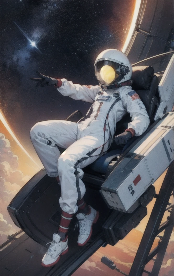 Teen,Small breasts,Spacesuit:orange_clothing_body:Jumpsuit),white_gloves, white_Space shoes, white_Helmet, the CCCP 赤 letters on the top of Helmet, no gravity, Side light, reflection, The person wearing the spacesuit is in the bottom left of the frame., Extending the right hand, My right hand gently touches the Salyut space station.), Space station in the top right of the screen, Reflection from the sun, silver metal,Red Flag, Shine,Soviet style, diffuse reflection, Metallic texture, The view is of the blue earth,mecha style,Sea of stars,Treble, growing up、Ukiyo-e style background、、Bondage、Female orgasm、she&#39;Reach orgasm and be incontinent.Crouching posture、Work in space、Welding or working with power tools、Costumes that dig into the crotch、pee、Be incontinent、Thick body fluids、squat、Spread your legs、Crouching posture