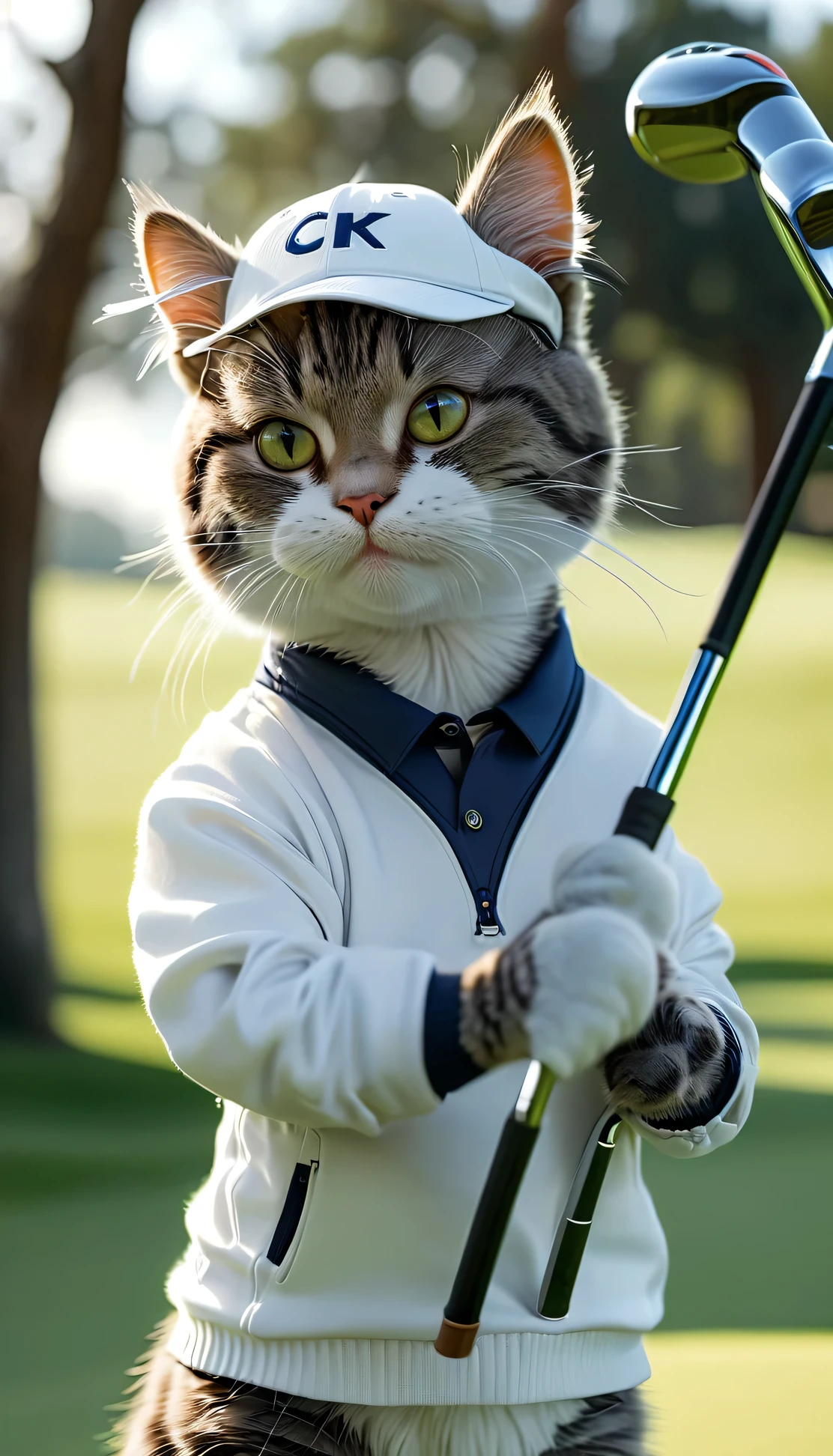 Araffe Cat In A Golf Outfit Holding A Golf Club And A Golf Ball SeaArt AI Araffe cat in a golf outfit holding a golf club and a golf ball seaart ai