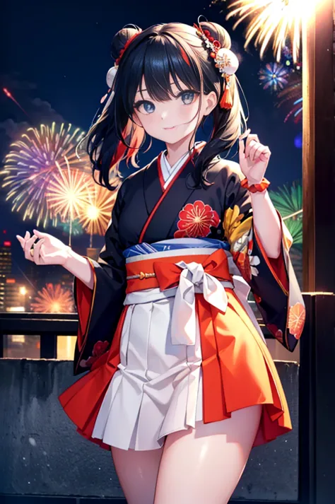 Takada Rokka, Black Hair, blue eyes, Long Hair, orange Scrunchie, Scrunchie, wrist Scrunchie,White Kimono,Thick sleeves,Long ski...