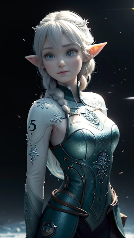 The beautiful female elf Arya , practicing control over your time management skills, question mark on space background, a hint of uncertainty about its predestined narrative, Will the secrets be unlocked over time??. disney pixar frozen 3d cartoon fonts letters watermark words typography slogans signature, bad hands, bad anatomy, blurred, bad eyes, mixed bodies, Unrealistic, strange, low quality, blurred  