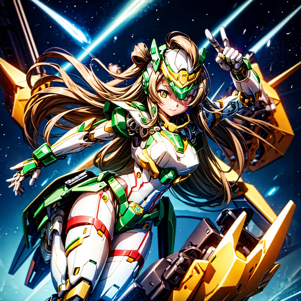 Meisterwerk, gute Qualität, Cyborgisierung、gynoider Cyborg-Körper、Das Gesicht ist von Minami Kotori.、Minami Kotori, die in einen mädchenhaften mechanischen Körper umgestaltet wurde、Mecha Cyborg Girl、einzel, Frontale Komposition、einzel image、von vorne, Ganzkörper、Der mechanische Körper wird zerstört, Freilegung der Präzisionsmaschinerie.、Arme und Beine weit geöffnet