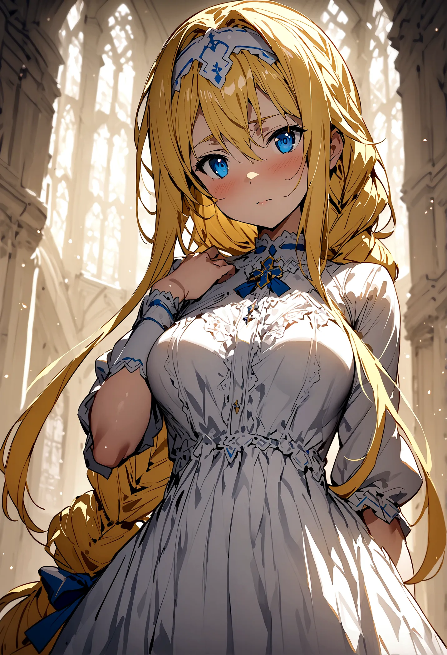 nsfw,masterpiece,highest quality,high resolution,super detailed,(sword art online\), alice zuberg、bangs、blue eyes、blonde hair、ha...