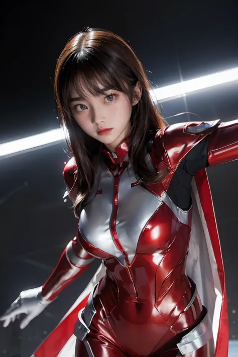 Ultraman、Practical、Practical、light, Girl in shiny red and silver suit、15 years old、Professional photos、University Teachers&#39;D...