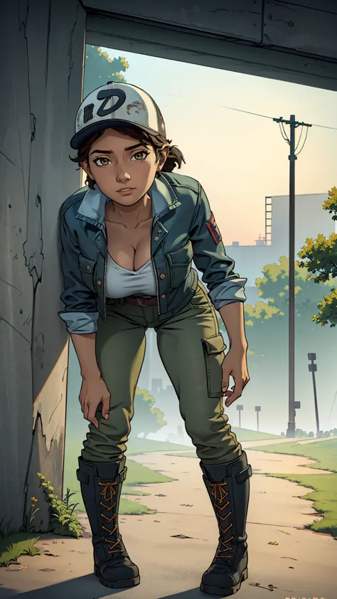 ((masterpiece, best quality)),(complex lighting) ,solo,(((1girl))) ,clementine, light skin,light-skinned female, baseball cap, g...