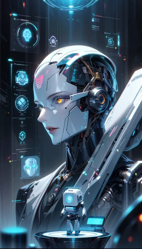 (modern, ellegant and smart robot assistant), (icon, futurist, robot)