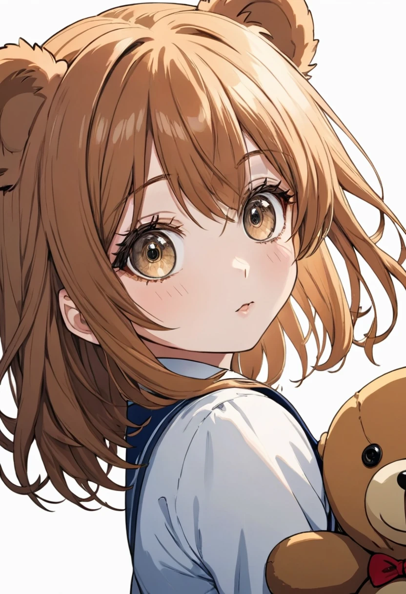 detailed illustration (side view),dynamic angle, ultra-detailed, illustration, clean line art, shading, anime, detailed eyes, detailed face, beautiful face, dramatic lighting, detailed illustration, dynamic angle, ultra-detailed, illustration,

A brown teddy bear with button eyes.