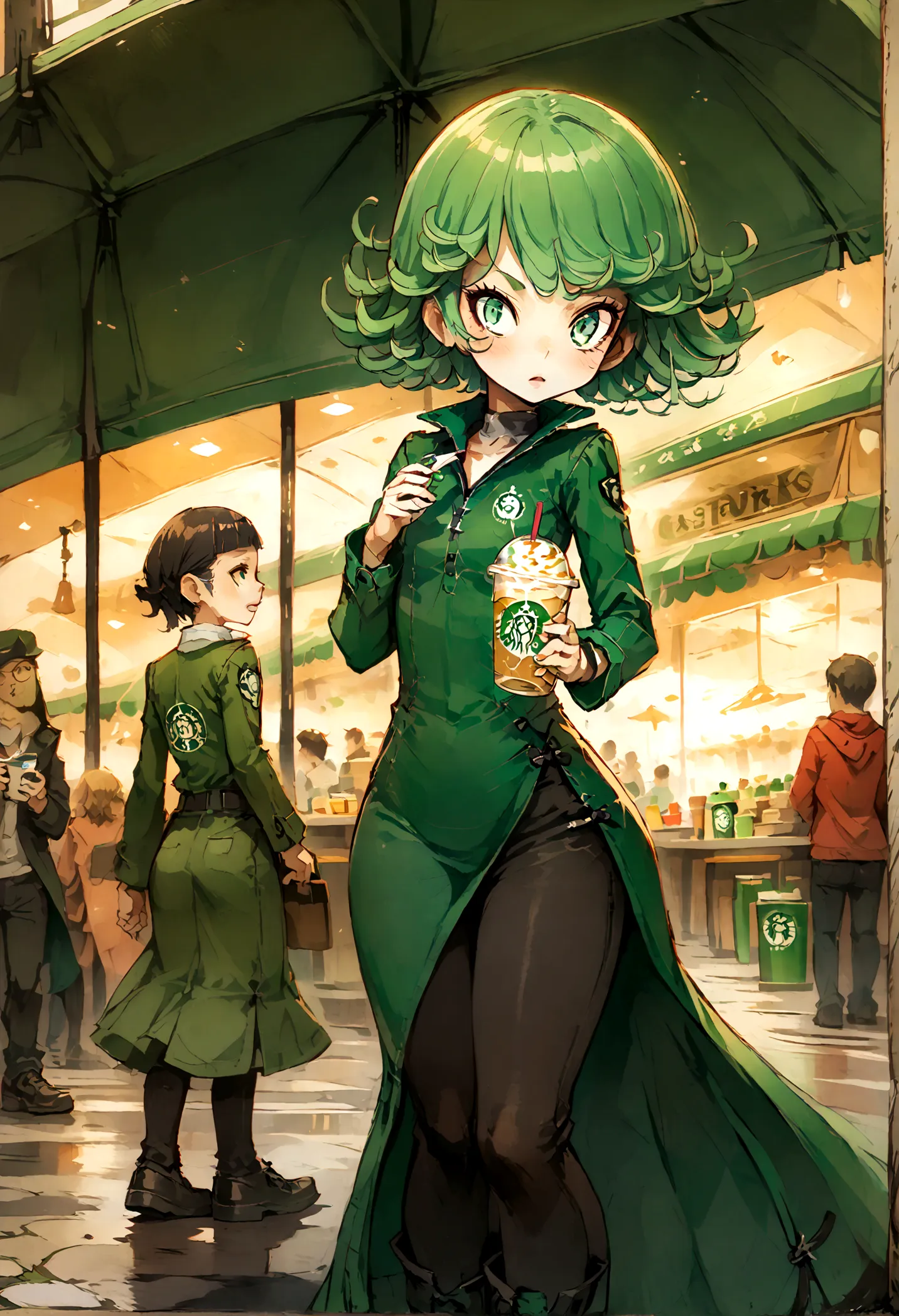 score_9,tatsumaki,starbucks