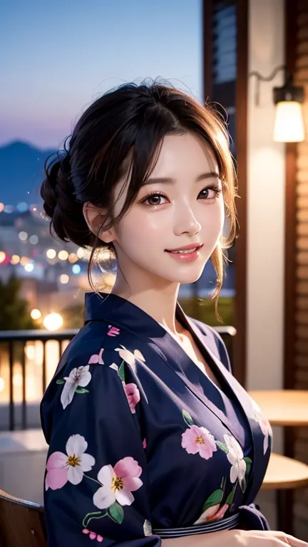 (8k、high resolution)、(masterpiece)、highly detailed eyes、highest quality、angles from various angles、on the terrace with a beautif...