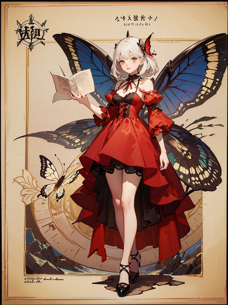 傑作, 忘記了_.頁數 a drawing of a girl with red butterfly wings, 美麗的, 美麗的,紅色禮服, 飛在天空, 乔亚, Perla,常設, 忘記了_.頁數