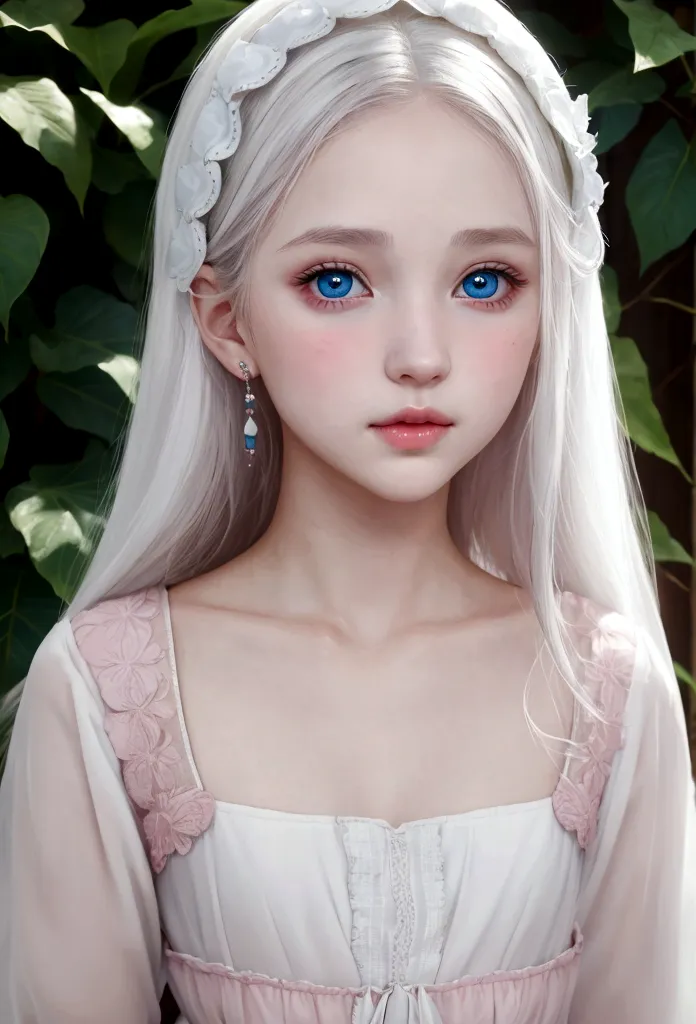 young girl, ( envuelta en una White skin)* eyes are a deep blue-green color, White skin, ruddy cheeks, sincellied nose, small pi...