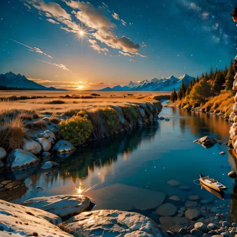 beautiful landscape wherever you go , moonligh, shining stars