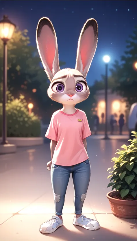 score_9, score_8_up, score_7_up, score_6_up, source_furry, confused judyhopps, dark, night, backlight, solo, pink shirt, jeans, ...