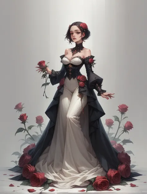 Rose girl , full body, on a white background 