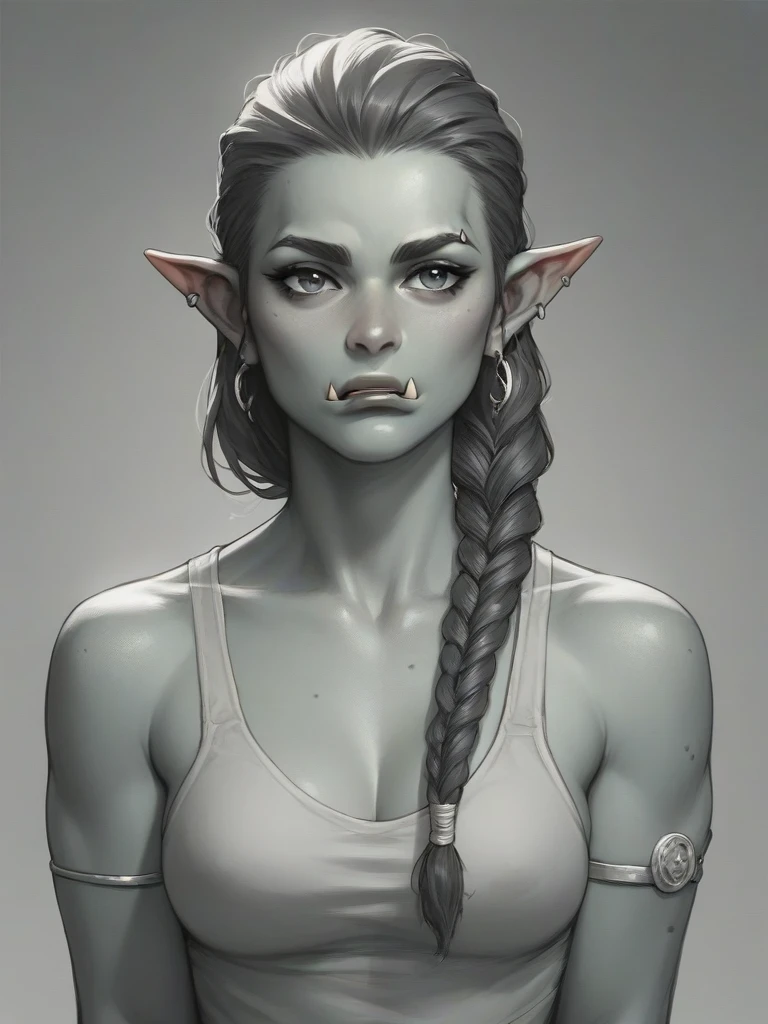 Half-Orc with braided hair