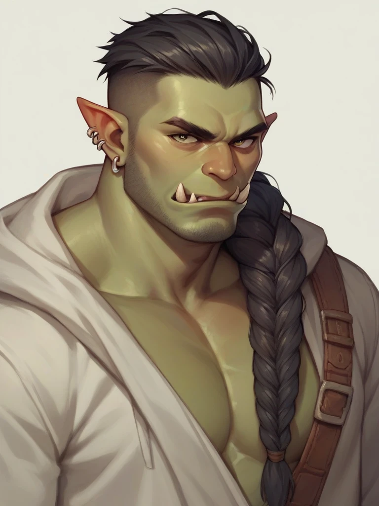 Half-Orc with braided male hair