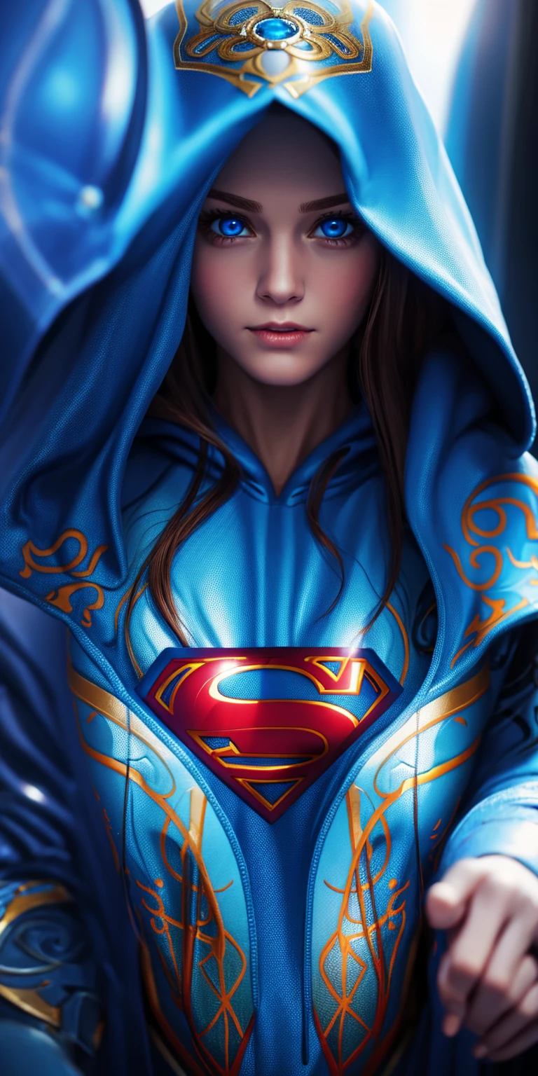 超女, 连帽衫, 閃亮的藍眼睛, 美麗的女人 