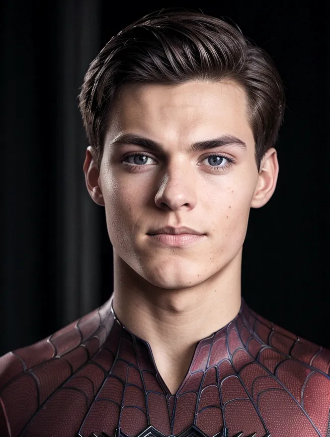 attractive 20 year old man, spider man uniform, without mask, thousands of morals,  , executive sexy man, Suit then, Front camer...