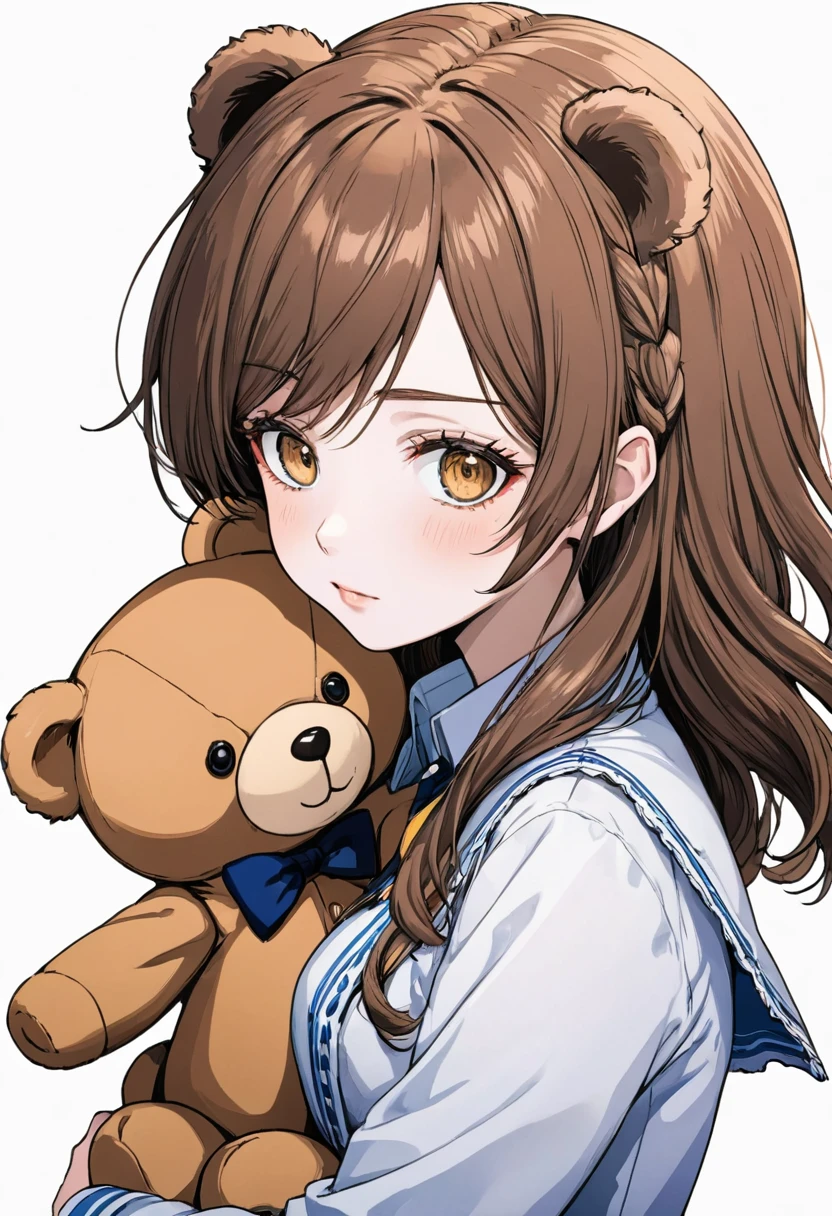 detailed illustration (side view),dynamic angle, ultra-detailed, illustration, clean line art, shading, anime, detailed eyes, detailed face, beautiful face, dramatic lighting, detailed illustration, dynamic angle, ultra-detailed, illustration,

A brown teddy bear with button eyes.