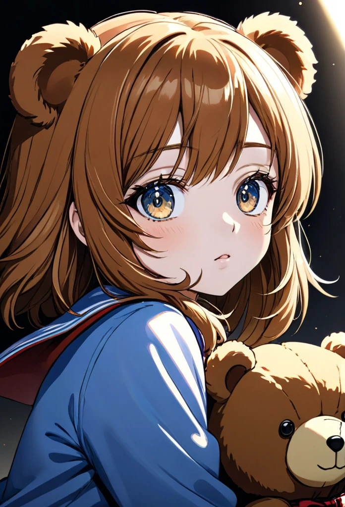 detailed illustration (side view),dynamic angle, ultra-detailed, illustration, clean line art, shading, anime, detailed eyes, detailed face, beautiful face, dramatic lighting, detailed illustration, dynamic angle, ultra-detailed, illustration,

A brown teddy bear with button eyes.