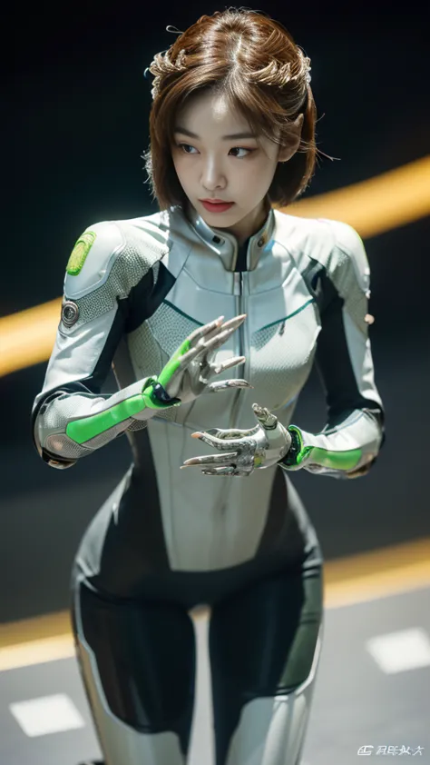 (((A woman with a mechanized body))), dynamic podium: 1.3), (realistic:1.5), (realistic:1.4), 8k, Super detailed beautiful girl,...