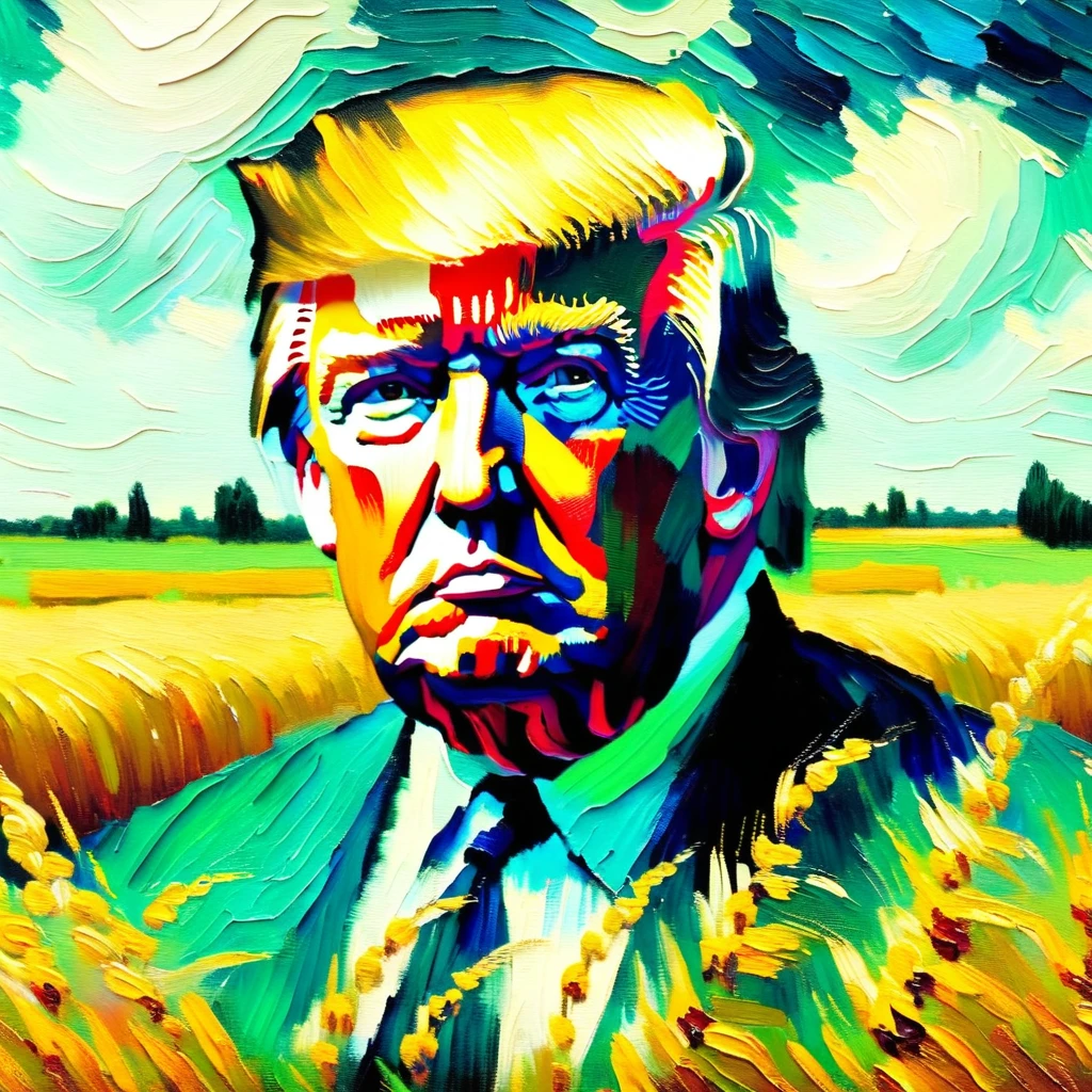 v0ng44g,  p0rtr14t,  soft, blurry oil painting portrait of a close-up photo of a (((Donald Trump por Van Gogh))),  farm field backdrop heavy brush strokes,  por Van Gogh,