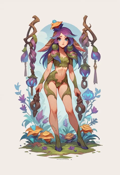 lillia de league of legends, completely human, anatomically correct body, body, show full body, shows full body