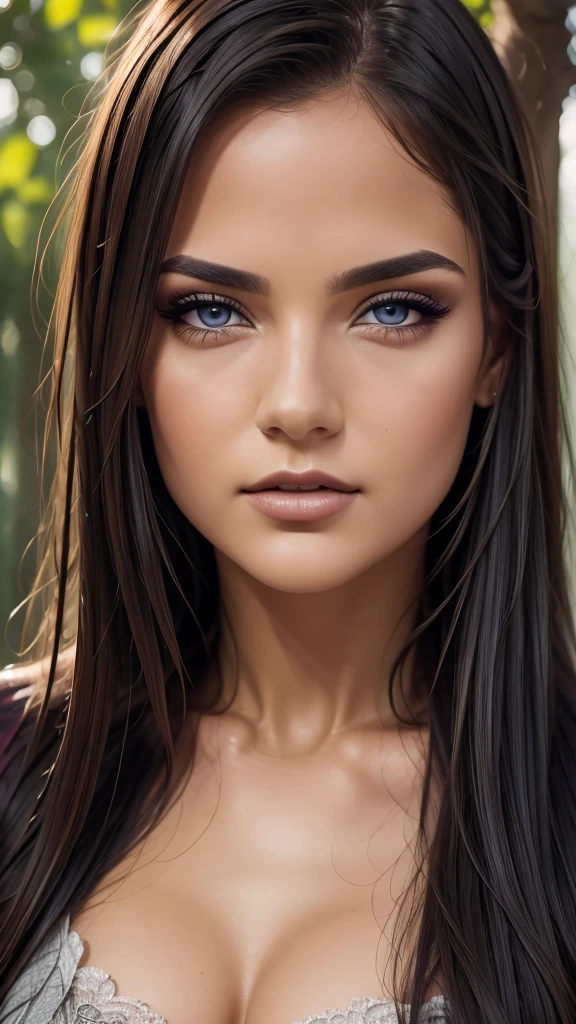 RAW photo, photography, photorealistic, 8k vibrant photograph of woman in nature, ultra detail, finely detailed, dramatic light, finely detailed beautiful eyes, detailed skin, depth of field, grey eyes