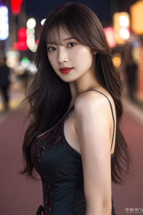 highest quality。８k-picture。ultra-high resolution。the background is a night city。with a girl。long hair、slightly wavy,,,,,,,,,,,,,...