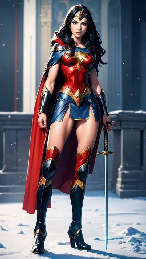 ((full body photo, standing)) masterpiece, best quality, 1girl, veronica, (((full body photo))) 1 girl, Wonder Woman, bracelet, ...