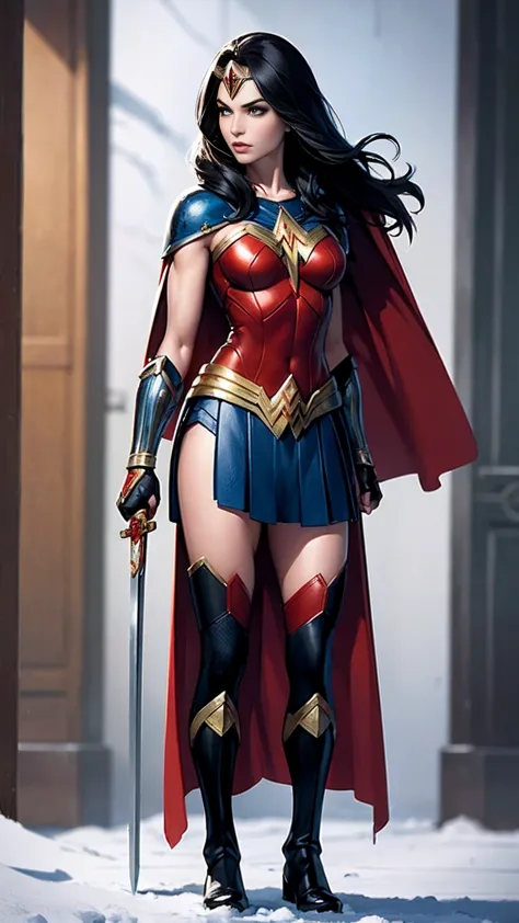 ((full body photo, standing)) masterpiece, best quality, 1girl, veronica, (((full body photo))) 1 girl, wonder woman, bracelet, ...